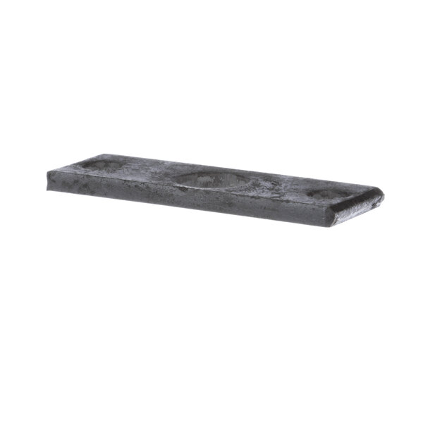 A black rectangular metal bar with holes.