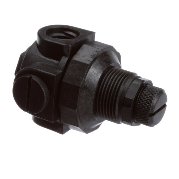 A black plastic Pitco water regulator with a black hose connector.