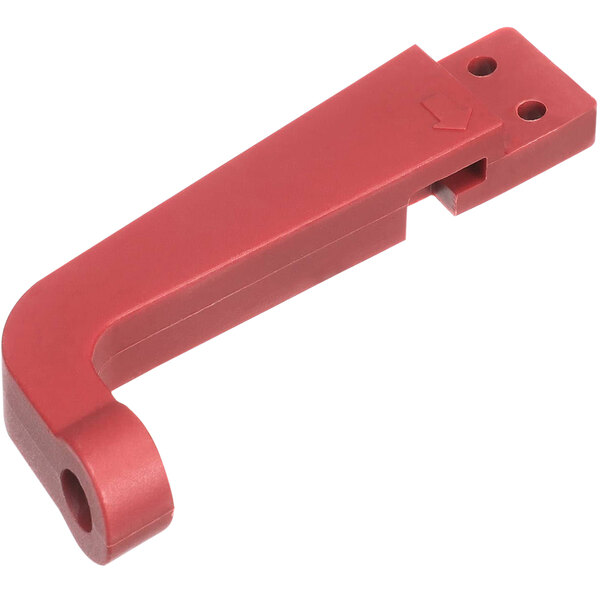 A red plastic Hobart extension bracket with holes.