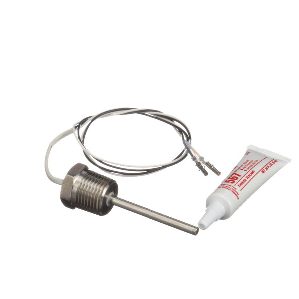 A Frymaster probe assembly with a metal rod and a tube of glue.