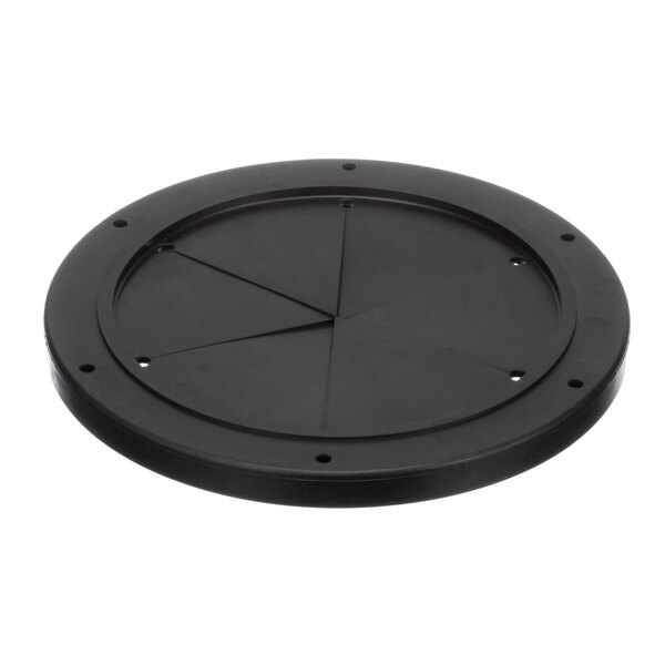 A black circular InSinkErator baffle with a triangle cut out.
