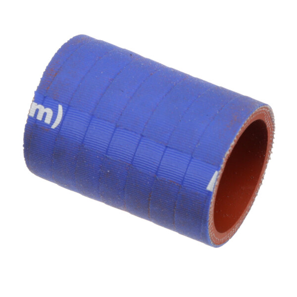 A close-up of a Groen blue rubber hose with a red stripe.
