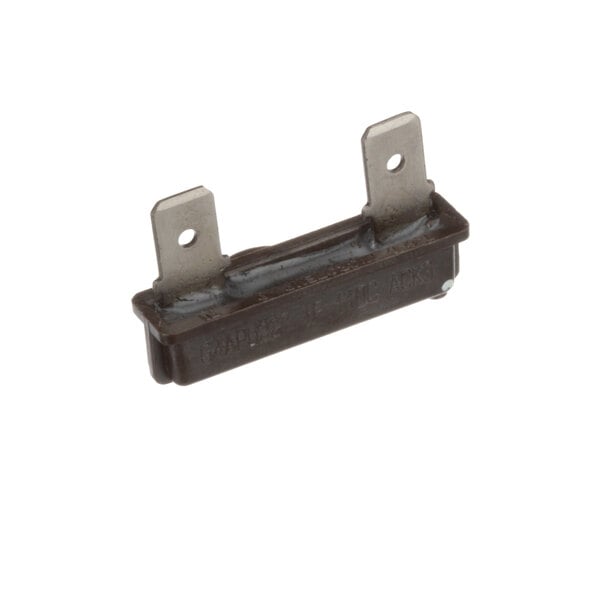 A brown rectangular Traulsen 15 amp fuse with metal screws.