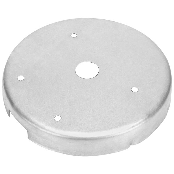 A round metal cover with holes.