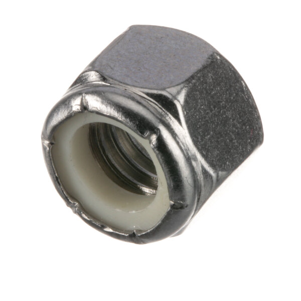 A close-up of a Power Soak 3/8"-16 Nylock nut with a white ring on the end.