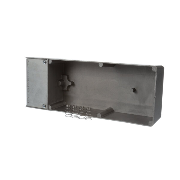 A grey rectangular Kairak condensate pan with a hole in the middle.