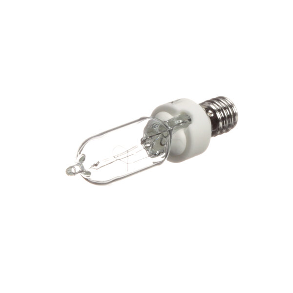 A close-up of a Hatco 120v Xenon light bulb with a white base.