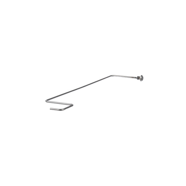 A long thin metal stick with a metal hook on one end.