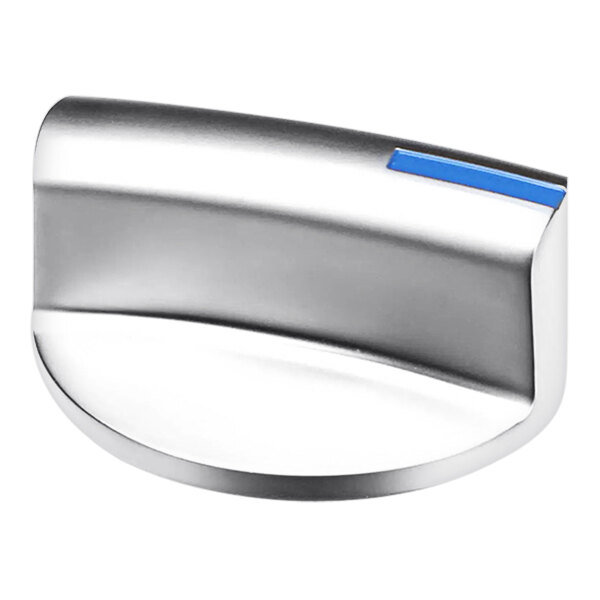 A silver and blue Imperial Range open burner knob.