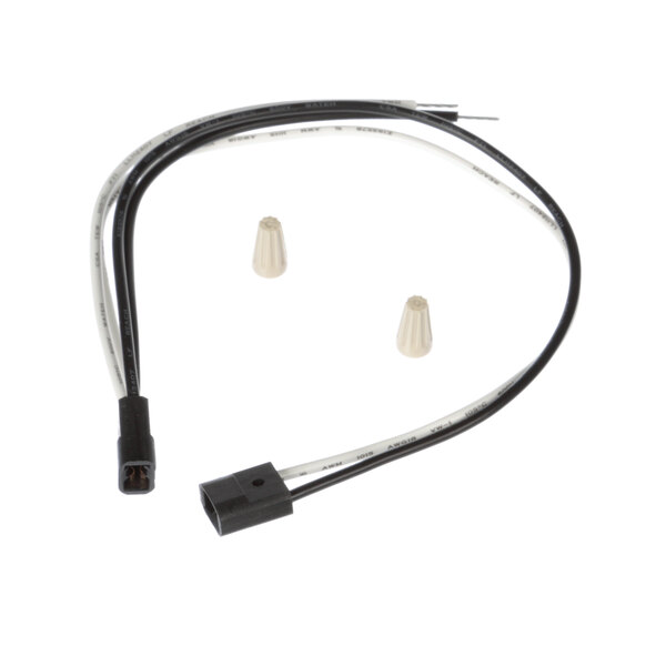 A Bunn lamp holder assembly with a black and white wire with two white plastic plugs.