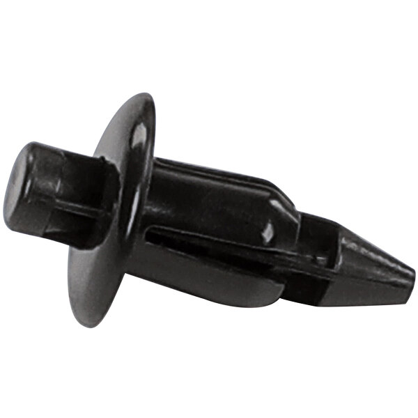 A black plastic Cornelius rivet with a metal tip.