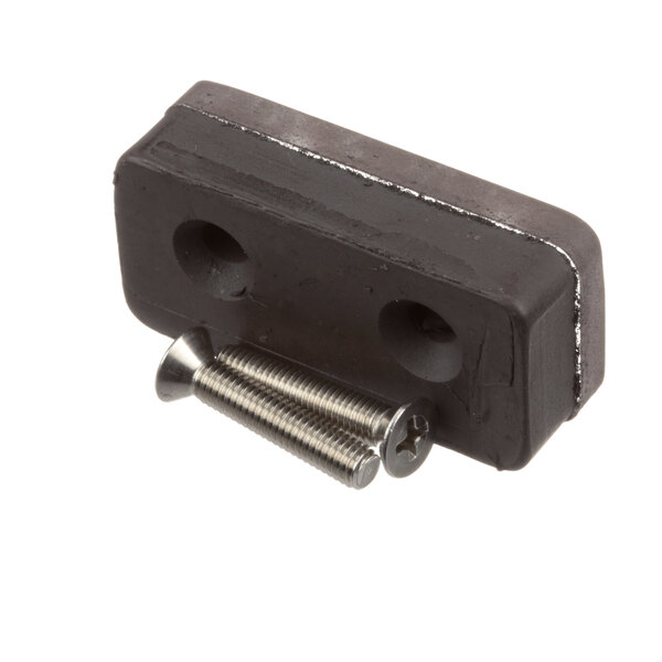 A black rectangular Somat tank lid switch magnet with two screws.