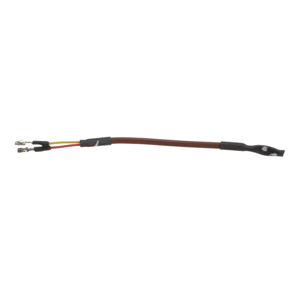 A brown and red wire with a white background.
