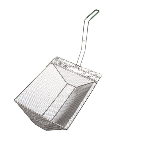 A wire mesh basket with a handle.