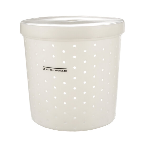 An Electrolux Professional Inner Lid Liner Assembly for a white container with holes.