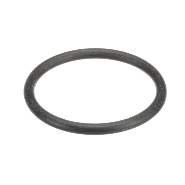 A black rubber O ring on a white background.