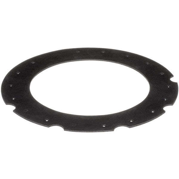 A black rubber circle with holes.