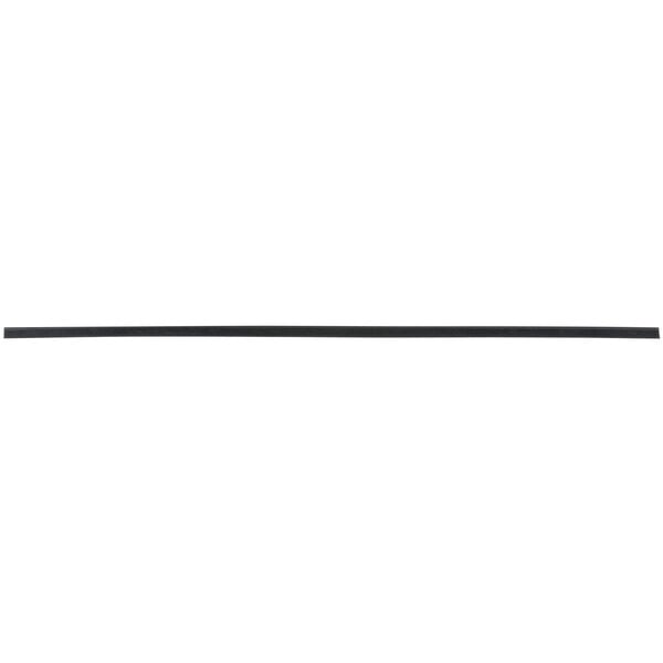 A black rectangular object with a black thin line on a white background.