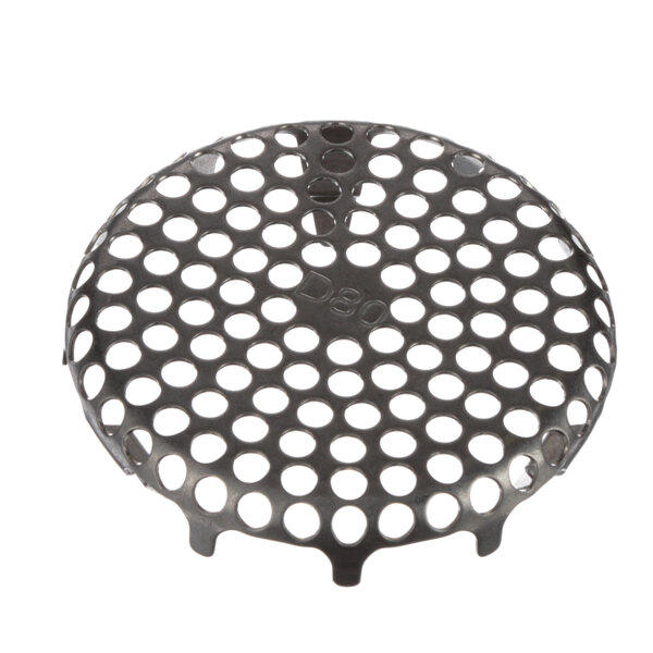A metal circular outlet sieve with holes.