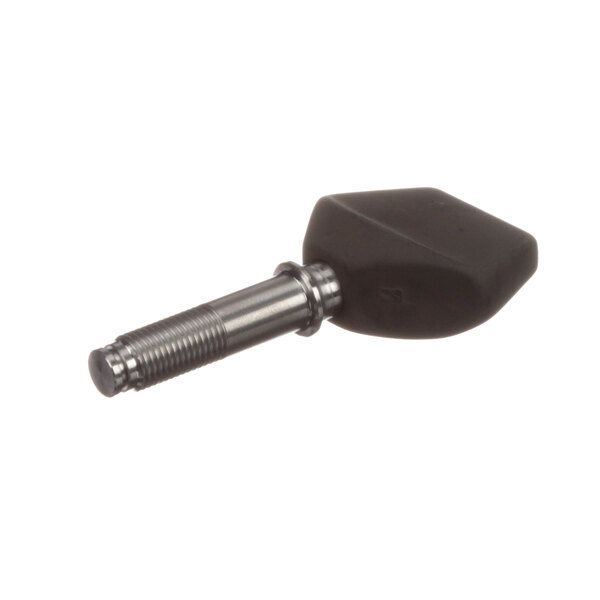 A black plastic Hobart thumb screw on a metal screw.