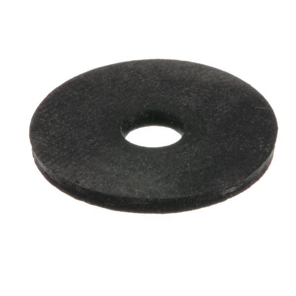 A black rubber Hobart washer with a hole in the middle.