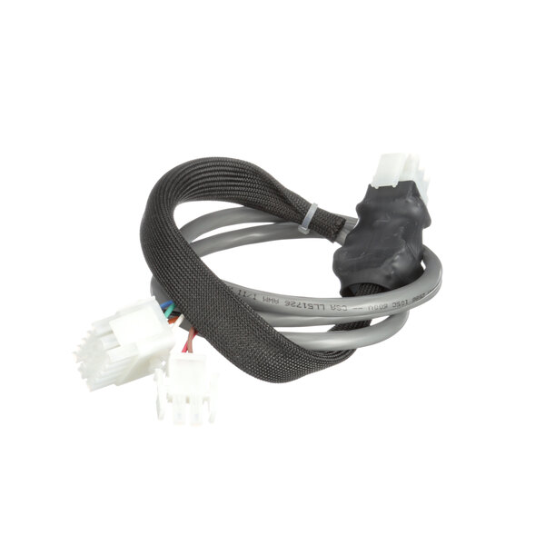 A black and white cable with white connectors.