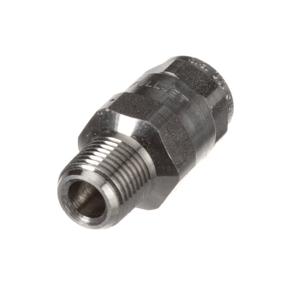 A Groen stainless steel threaded male fitting.