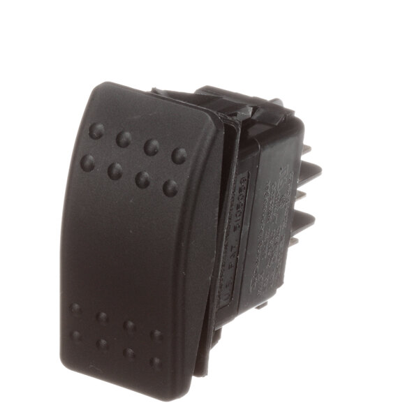A black plastic Cleveland rocker switch with holes on the side.