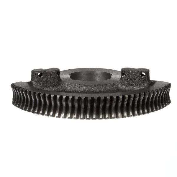 A black metal Groen gear sector with two teeth on it.