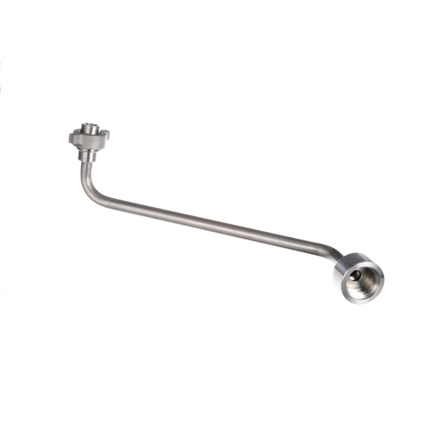 A stainless steel long metal rod with a nut on the end.