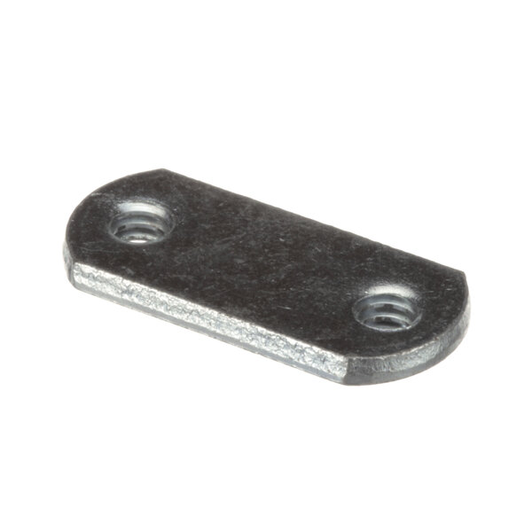 A black metal Cleveland two hole nut plate with two screws.