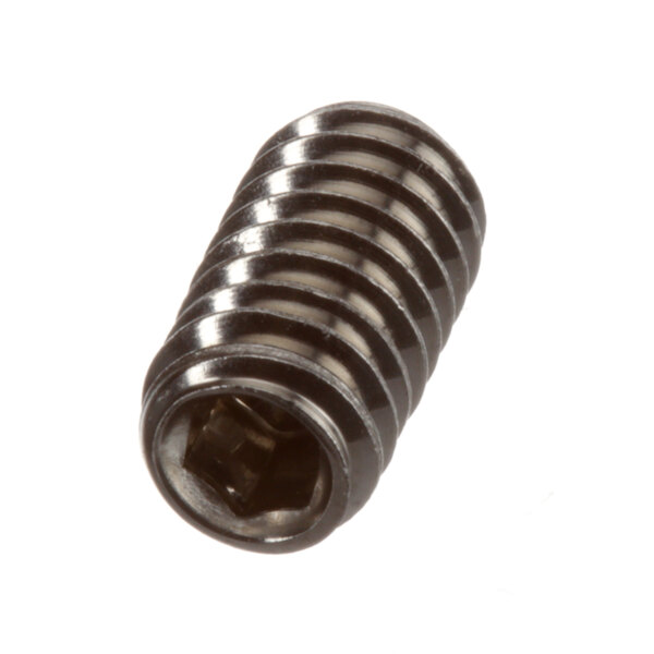 A close-up of a Blakeslee set screw with a metal head.