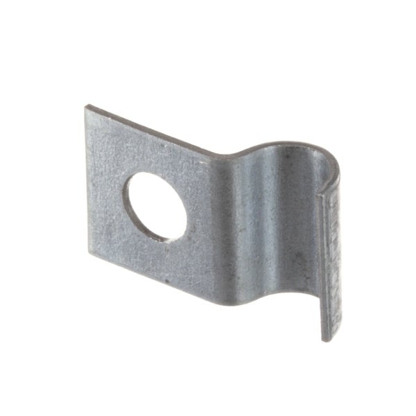 A metal Clip with a hole in it.