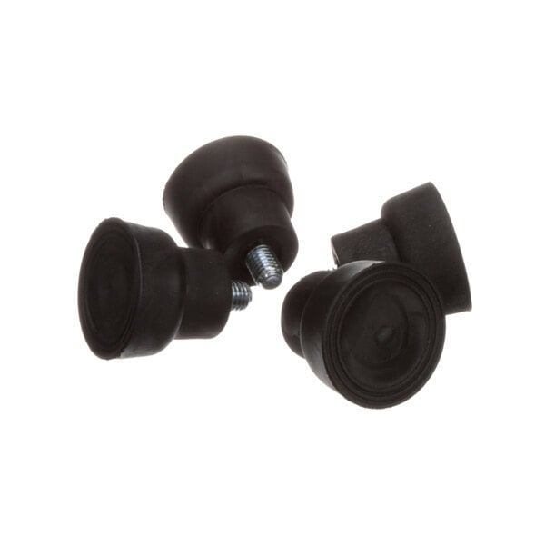 Three black rubber Globe foot stoppers.