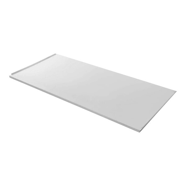 A white rectangular tray with a metal frame.