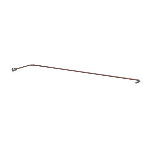 A long metal rod with a brown handle on the end.