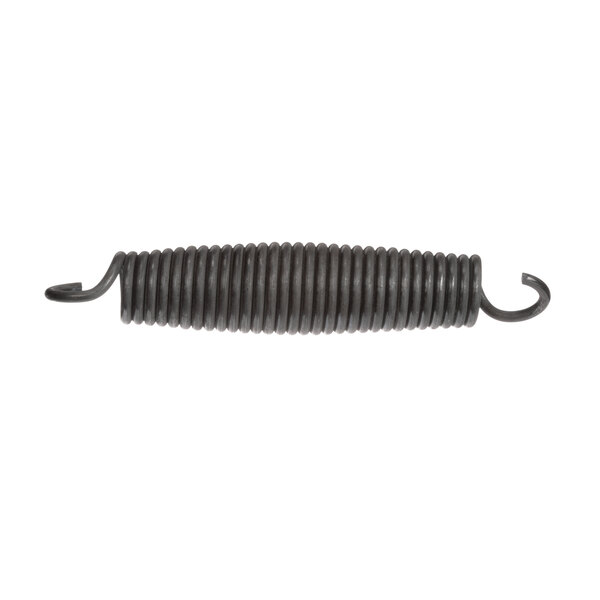 A close-up of a black coil spring with a long handle.