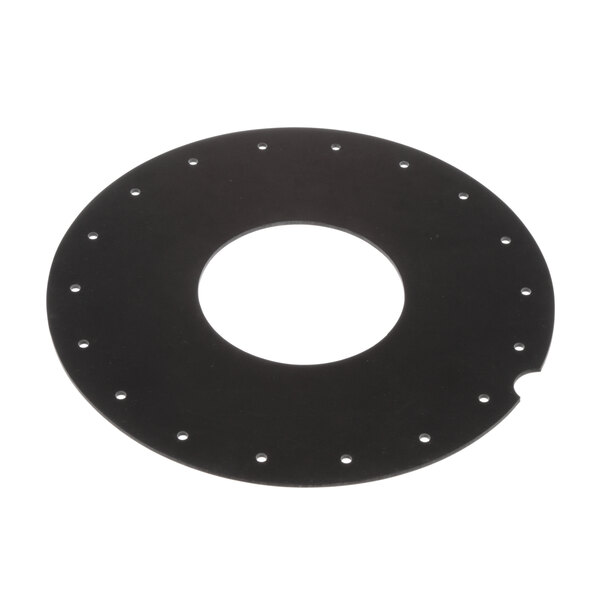 A black circular rubber baffle with holes.