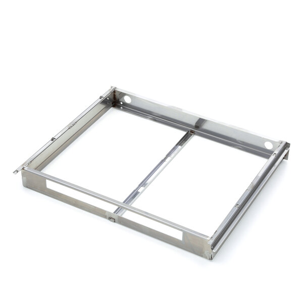 A metal drawer assembly for a Delfield prep table with a metal frame.