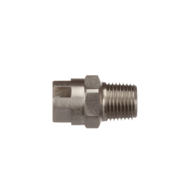A stainless steel threaded pipe fitting for a Champion Final Rinse Nozzle.