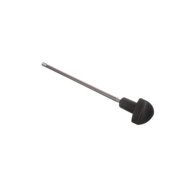 A long metal rod with a black rubber tip and a black screwdriver attachment.