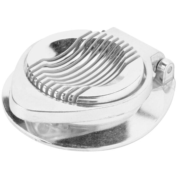 A silver Thunder Group egg slicer with stainless steel wires.