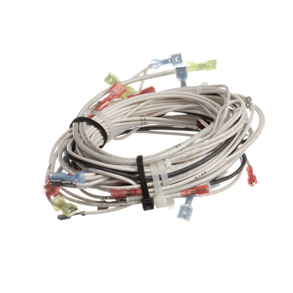 A Wells main harness with a white wire and colorful connectors.
