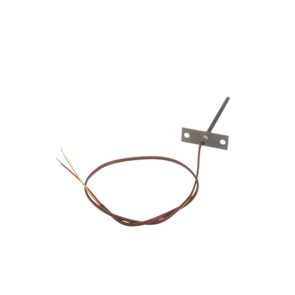 A Wells thermocouple probe with a wire and small metal connector.