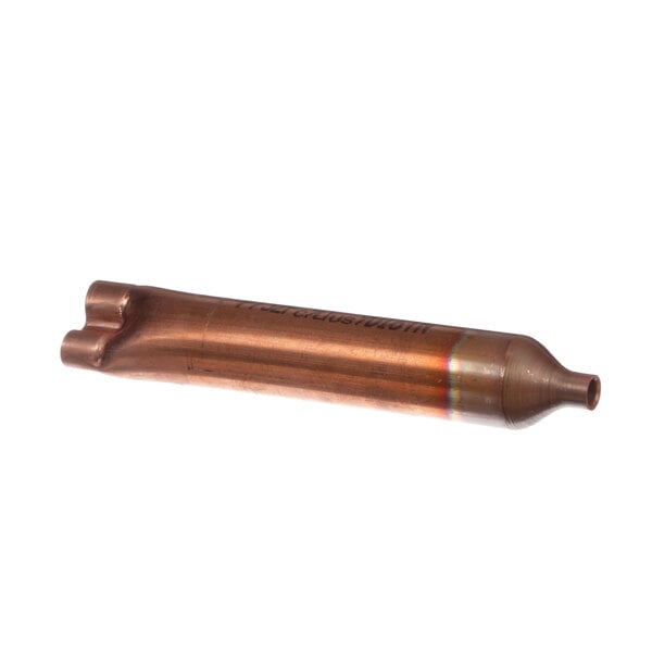 A close-up of a copper tube with a nozzle.