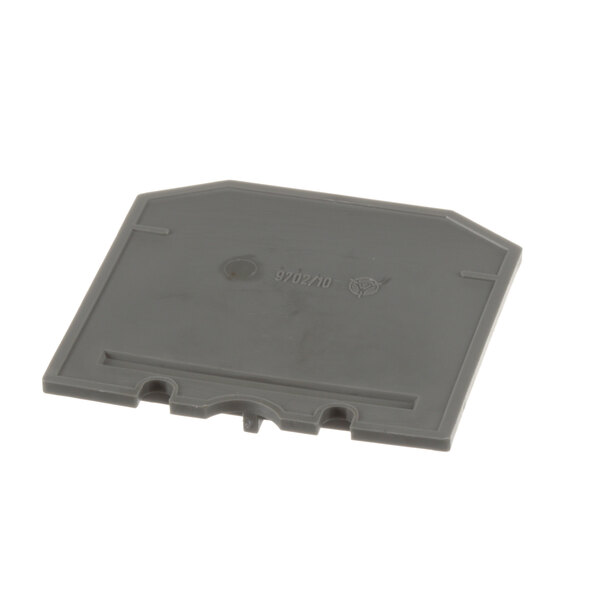 A grey plastic Alto-Shaam terminal cover with a hole.