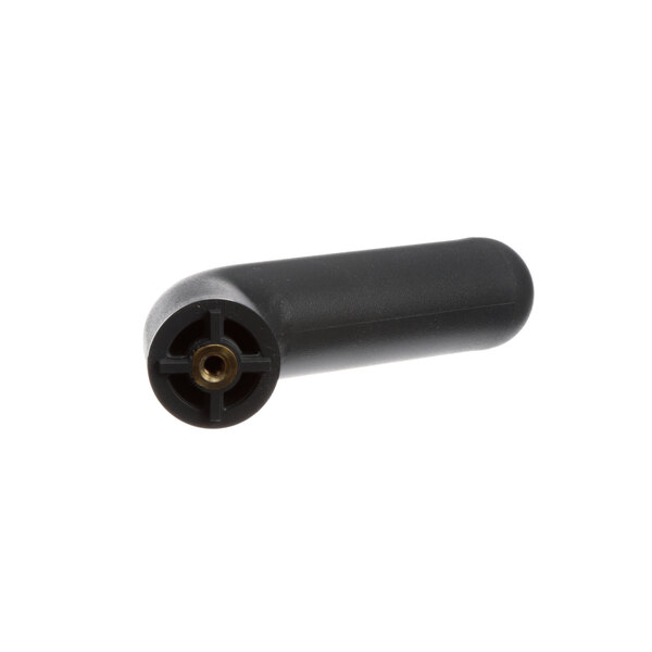 A black plastic Hobart handle with a yellow center and a round metal end.