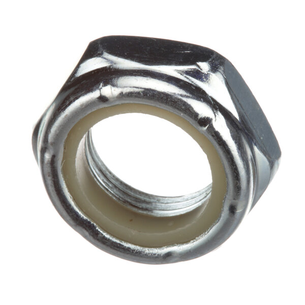 A close-up of an InSinkErator nut with a white ring.