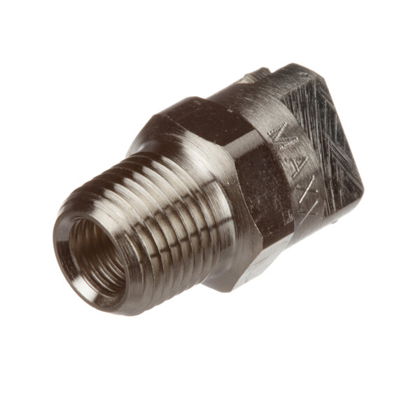 A close-up of a Champion stainless steel threaded nozzle.