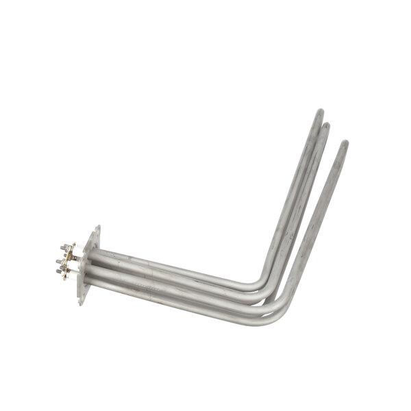 A stainless steel Champion heater element with screws.